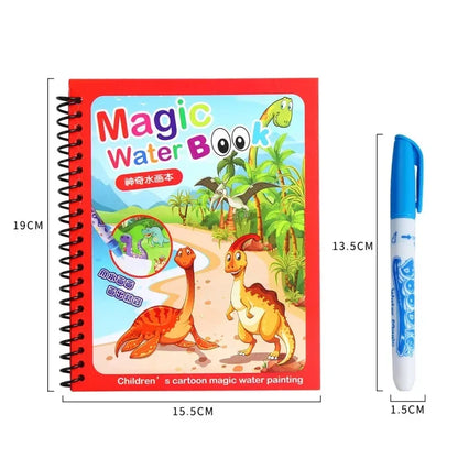 Livre d’Eau Magique avec Stylo – Livre de Coloriage Réutilisable, Jouet Éducatif Montessori pour Enfants 2 à 4 Ans