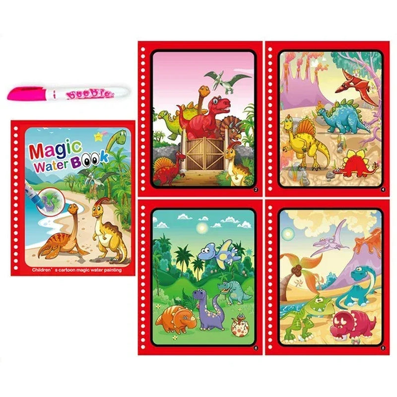 Livre d’Eau Magique avec Stylo – Livre de Coloriage Réutilisable, Jouet Éducatif Montessori pour Enfants 2 à 4 Ans
