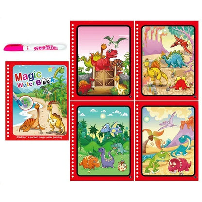 Livre d’Eau Magique avec Stylo – Livre de Coloriage Réutilisable, Jouet Éducatif Montessori pour Enfants 2 à 4 Ans