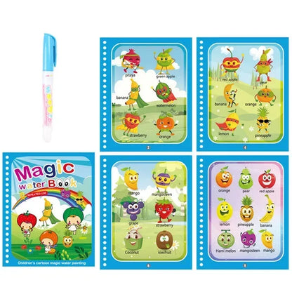 Livre d’Eau Magique avec Stylo – Livre de Coloriage Réutilisable, Jouet Éducatif Montessori pour Enfants 2 à 4 Ans