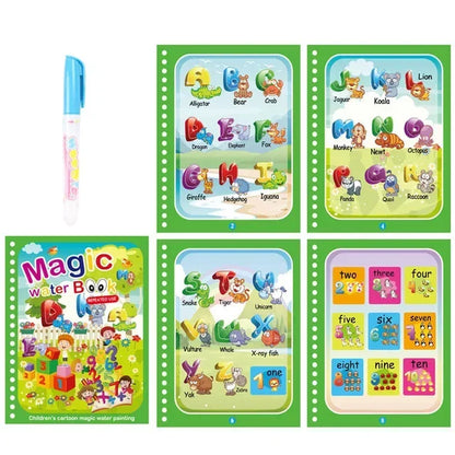 Livre d’Eau Magique avec Stylo – Livre de Coloriage Réutilisable, Jouet Éducatif Montessori pour Enfants 2 à 4 Ans