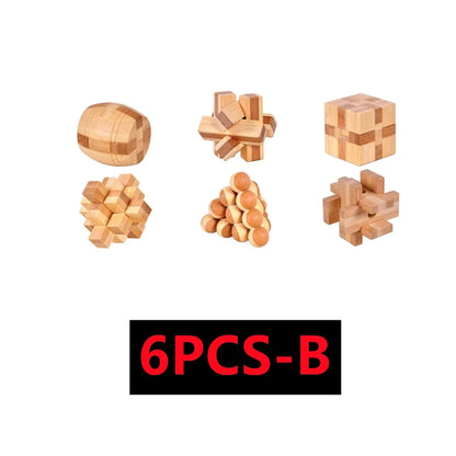 Lot de 3 à 15 Casse-Têtes en Bois – Serrures Kong Ming / Lu Ban, Puzzle 3D Éducatif Montessori, Jeu d’Intelligence pour Enfants et Adultes