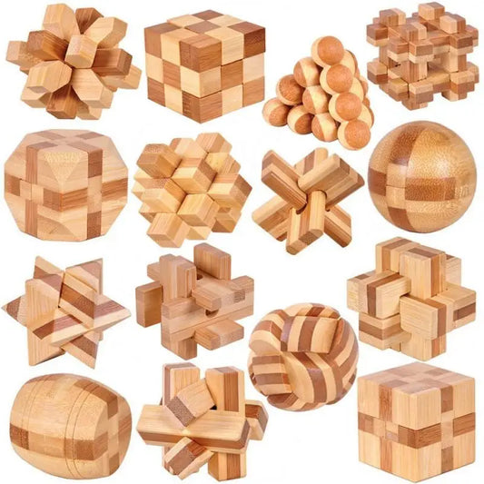 Lot de 3 à 15 Casse-Têtes en Bois – Serrures Kong Ming / Lu Ban, Puzzle 3D Éducatif Montessori, Jeu d’Intelligence pour Enfants et Adultes