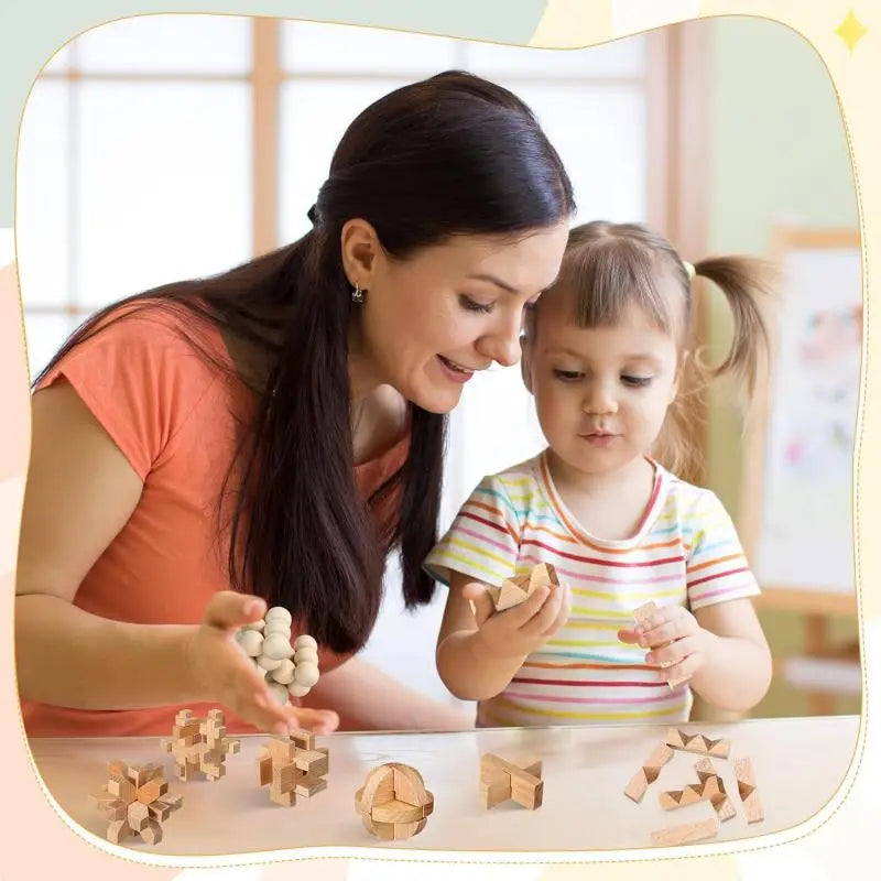 Lot de 3 à 15 Casse-Têtes en Bois – Serrures Kong Ming / Lu Ban, Puzzle 3D Éducatif Montessori, Jeu d’Intelligence pour Enfants et Adultes