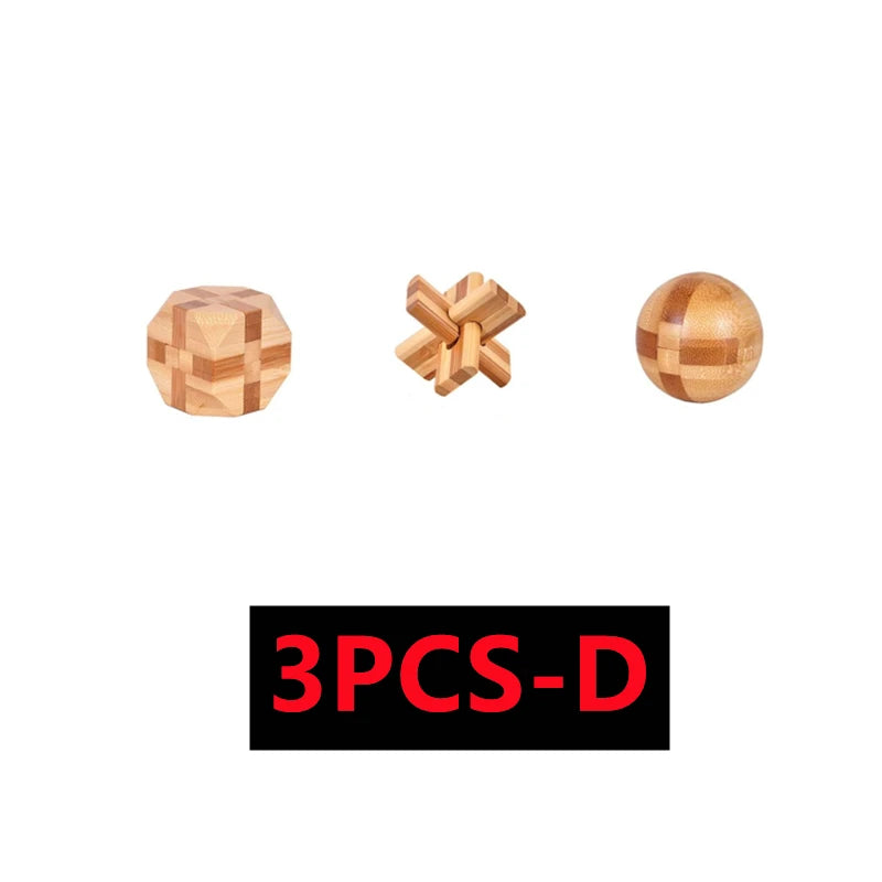 Lot de 3 à 15 Casse-Têtes en Bois – Serrures Kong Ming / Lu Ban, Puzzle 3D Éducatif Montessori, Jeu d’Intelligence pour Enfants et Adultes