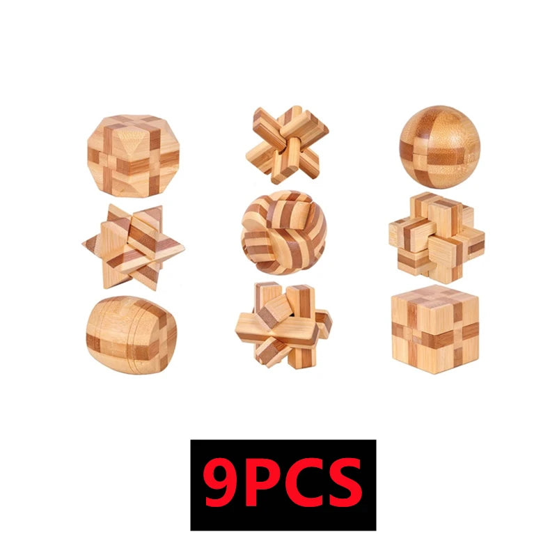 Lot de 3 à 15 Casse-Têtes en Bois – Serrures Kong Ming / Lu Ban, Puzzle 3D Éducatif Montessori, Jeu d’Intelligence pour Enfants et Adultes