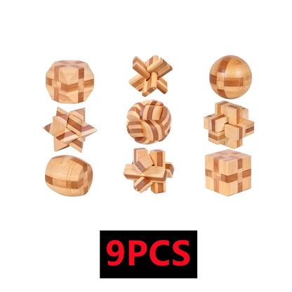 Lot de 3 à 15 Casse-Têtes en Bois – Serrures Kong Ming / Lu Ban, Puzzle 3D Éducatif Montessori, Jeu d’Intelligence pour Enfants et Adultes