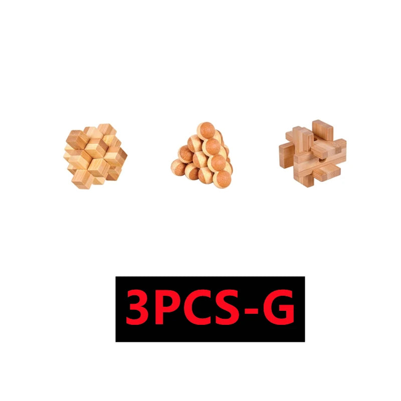 Lot de 3 à 15 Casse-Têtes en Bois – Serrures Kong Ming / Lu Ban, Puzzle 3D Éducatif Montessori, Jeu d’Intelligence pour Enfants et Adultes
