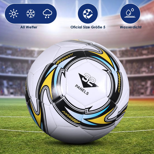 Ballon de Football Taille 5 – PVC Résistant, Anti-Dérapant et Sans Couture, Idéal Entraînement & Match en Plein Air