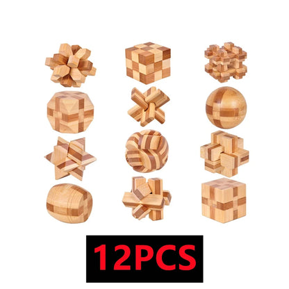 Lot de 3 à 15 Casse-Têtes en Bois – Serrures Kong Ming / Lu Ban, Puzzle 3D Éducatif Montessori, Jeu d’Intelligence pour Enfants et Adultes