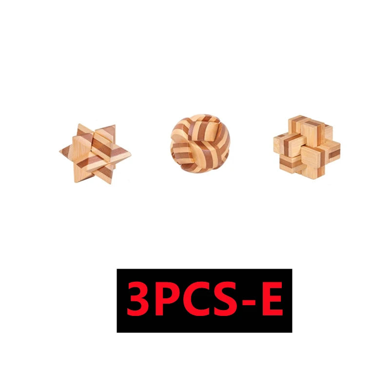 Lot de 3 à 15 Casse-Têtes en Bois – Serrures Kong Ming / Lu Ban, Puzzle 3D Éducatif Montessori, Jeu d’Intelligence pour Enfants et Adultes