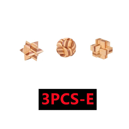 Lot de 3 à 15 Casse-Têtes en Bois – Serrures Kong Ming / Lu Ban, Puzzle 3D Éducatif Montessori, Jeu d’Intelligence pour Enfants et Adultes