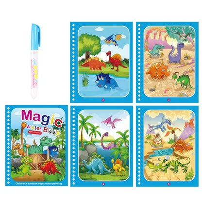 Livre d’Eau Magique avec Stylo – Livre de Coloriage Réutilisable, Jouet Éducatif Montessori pour Enfants 2 à 4 Ans